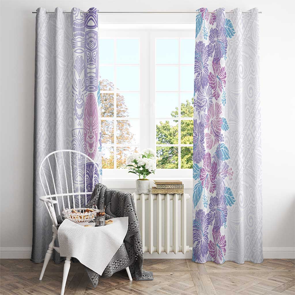 Christmas Aloha Hawaii Tiki Window Curtain Hibiscus Winter Colors - Polynesian Pride