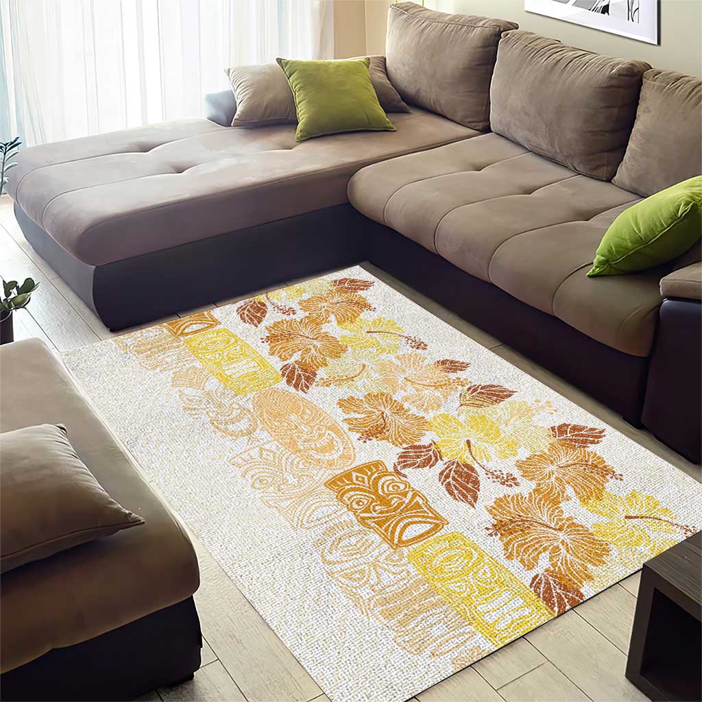 Christmas Aloha Hawaii Tiki Area Rug Hibiscus Autumn Colors - Polynesian Pride