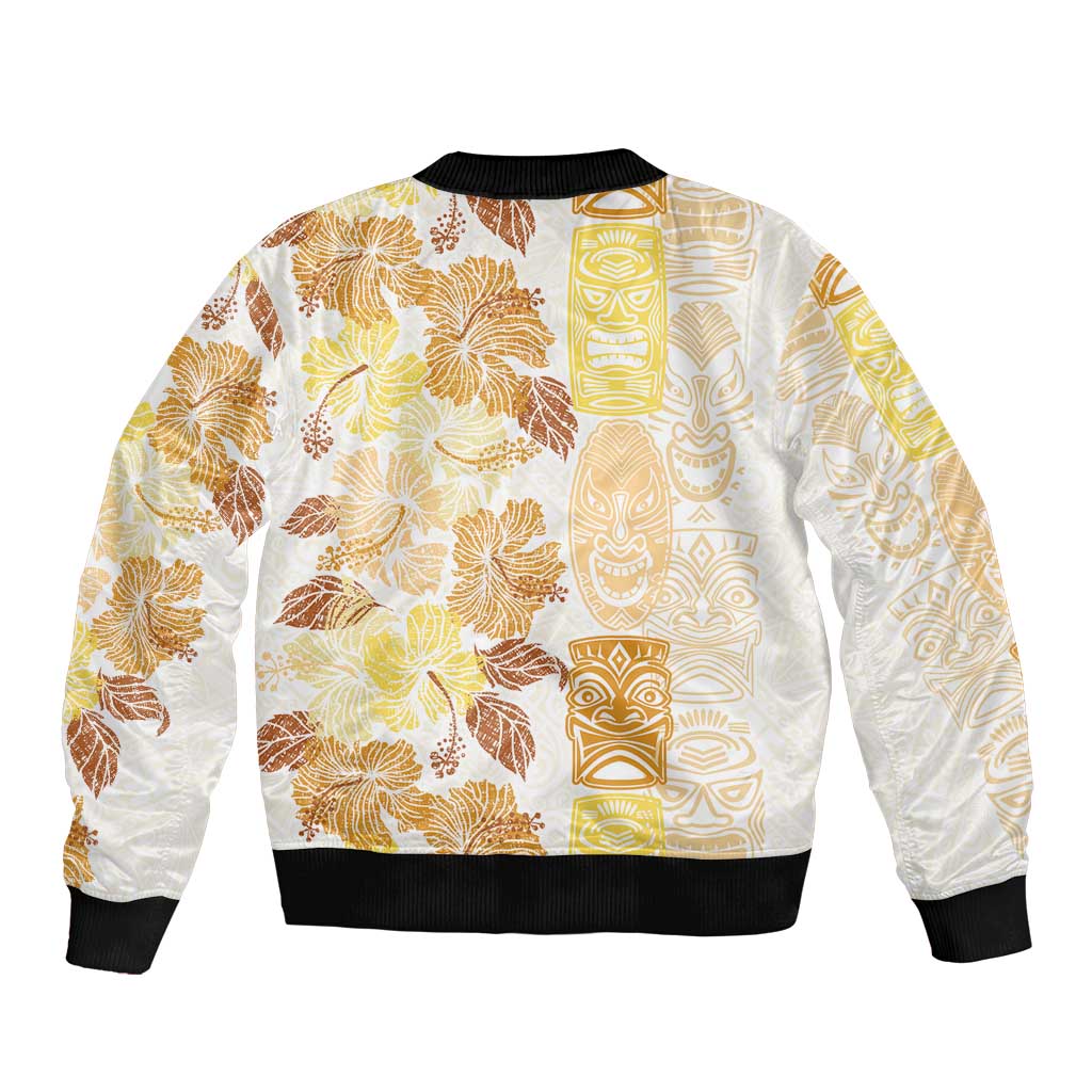 Christmas Aloha Hawaii Tiki Bomber Jacket Hibiscus Autumn Colors LT7 - Polynesian Pride