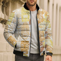 Christmas Aloha Hawaii Tiki Bomber Puffer Jacket Hibiscus Autumn Colors - Polynesian Pride