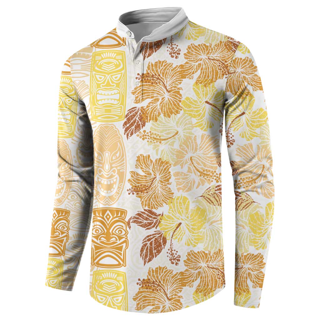 Christmas Aloha Hawaii Tiki Button Sweatshirt Hibiscus Autumn Colors - Polynesian Pride