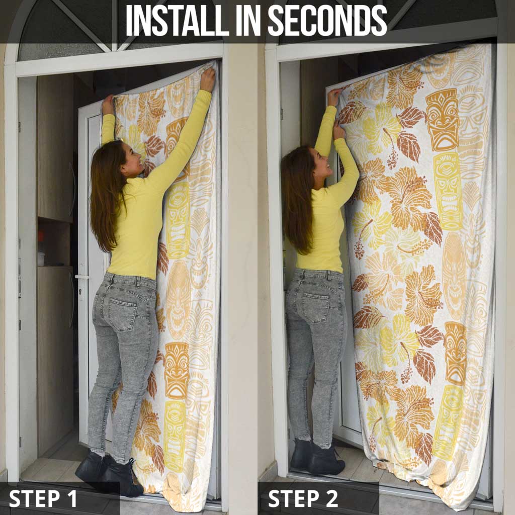 Christmas Aloha Hawaii Tiki Door Cover Hibiscus Autumn Colors - Polynesian Pride