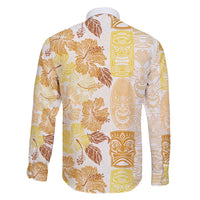 Christmas Aloha Hawaii Tiki Family Matching Long Sleeve Bodycon Dress and Hawaiian Shirt Hibiscus Autumn Colors - Polynesian Pride