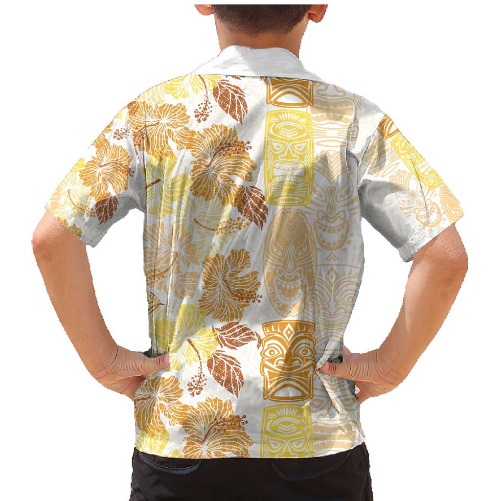 Christmas Aloha Hawaii Tiki Family Matching Mermaid Dress and Hawaiian Shirt Hibiscus Autumn Colors - Polynesian Pride