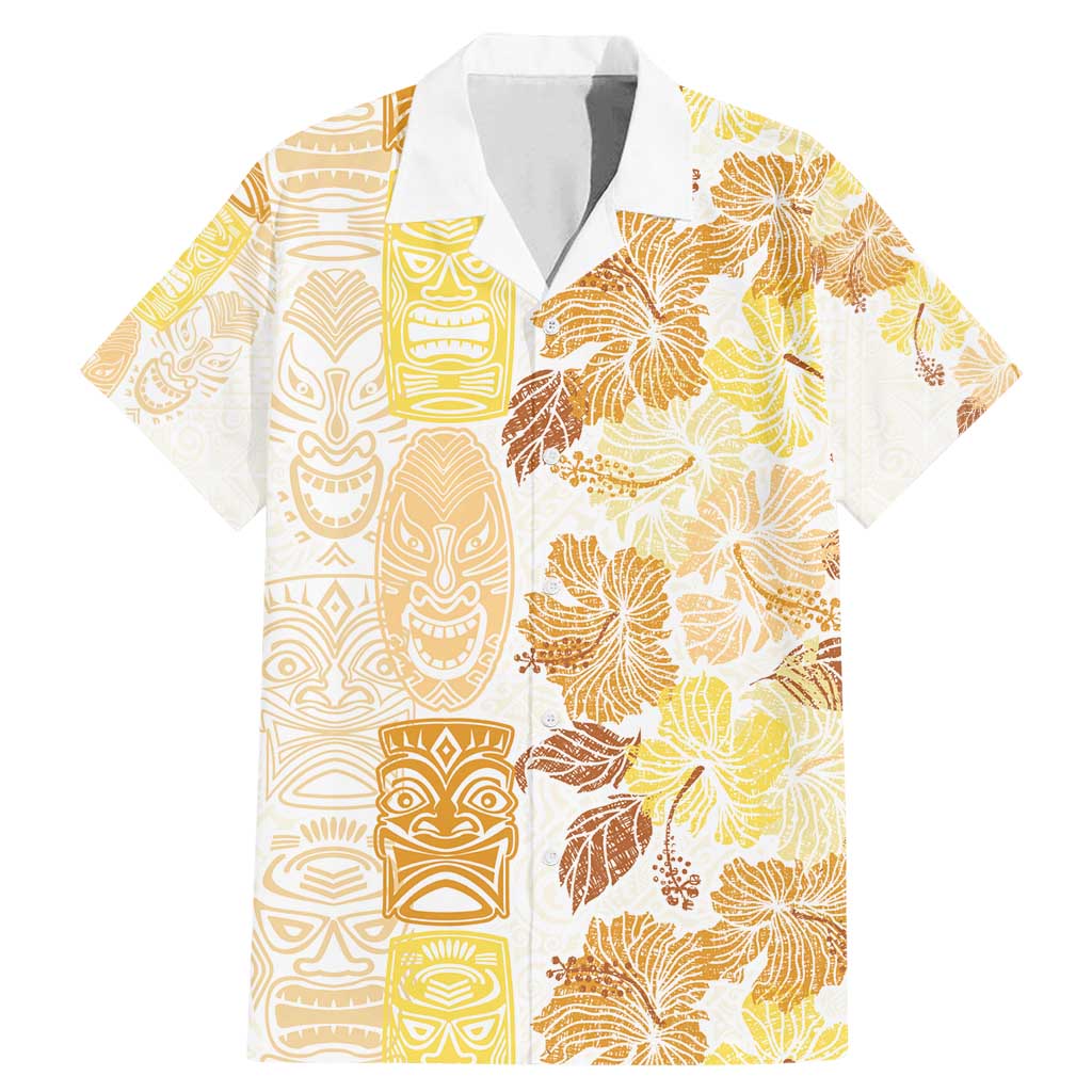 Christmas Aloha Hawaii Tiki Family Matching Mermaid Dress and Hawaiian Shirt Hibiscus Autumn Colors - Polynesian Pride