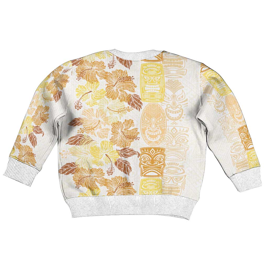 Christmas Aloha Hawaii Tiki Kid Ugly Christmas Sweater Hibiscus Autumn Colors - Polynesian Pride