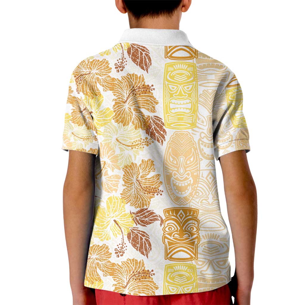 Christmas Aloha Hawaii Tiki Kid Polo Shirt Hibiscus Autumn Colors - Polynesian Pride