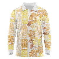 Christmas Aloha Hawaii Tiki Long Sleeve Polo Shirt Hibiscus Autumn Colors - Polynesian Pride