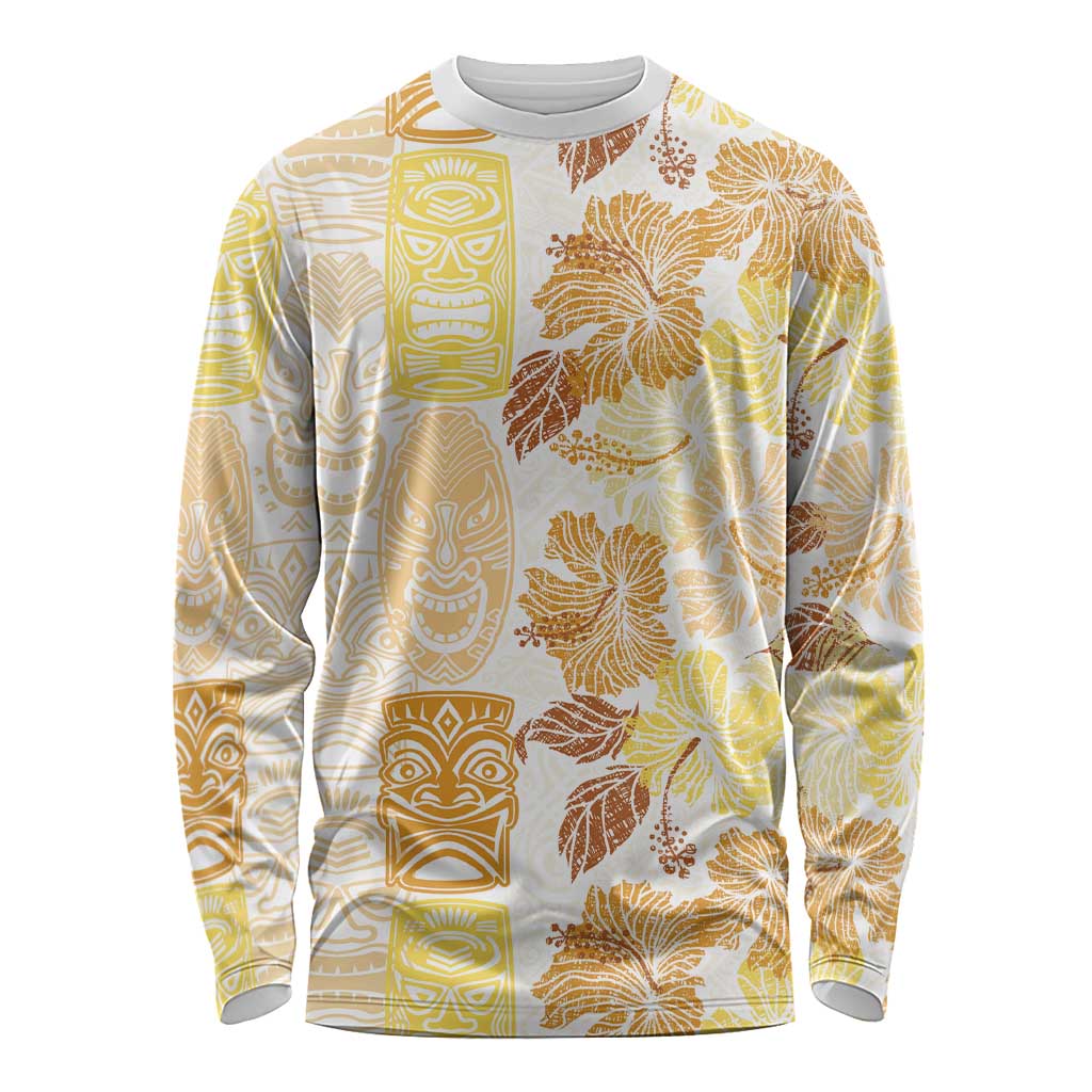 Christmas Aloha Hawaii Tiki Long Sleeve Shirt Hibiscus Autumn Colors - Polynesian Pride