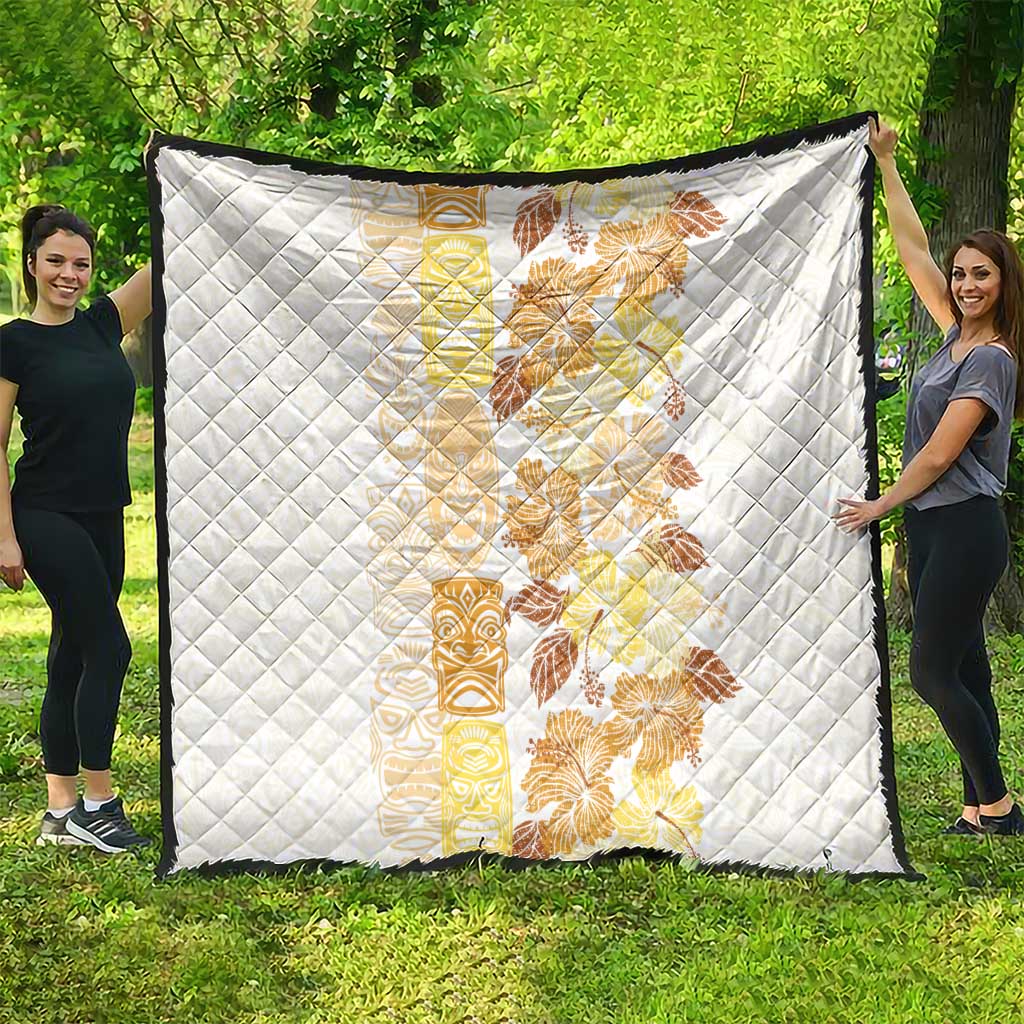 Christmas Aloha Hawaii Tiki Quilt Hibiscus Autumn Colors - Polynesian Pride