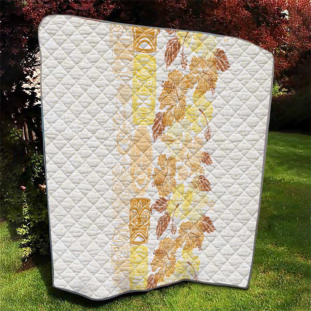 Christmas Aloha Hawaii Tiki Quilt Hibiscus Autumn Colors - Polynesian Pride