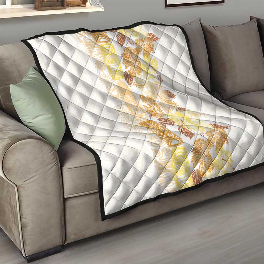 Christmas Aloha Hawaii Tiki Quilt Hibiscus Autumn Colors - Polynesian Pride