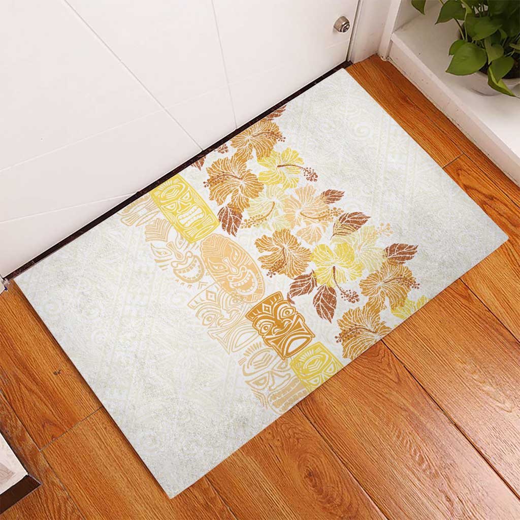 Christmas Aloha Hawaii Tiki Rubber Doormat Hibiscus Autumn Colors - Polynesian Pride