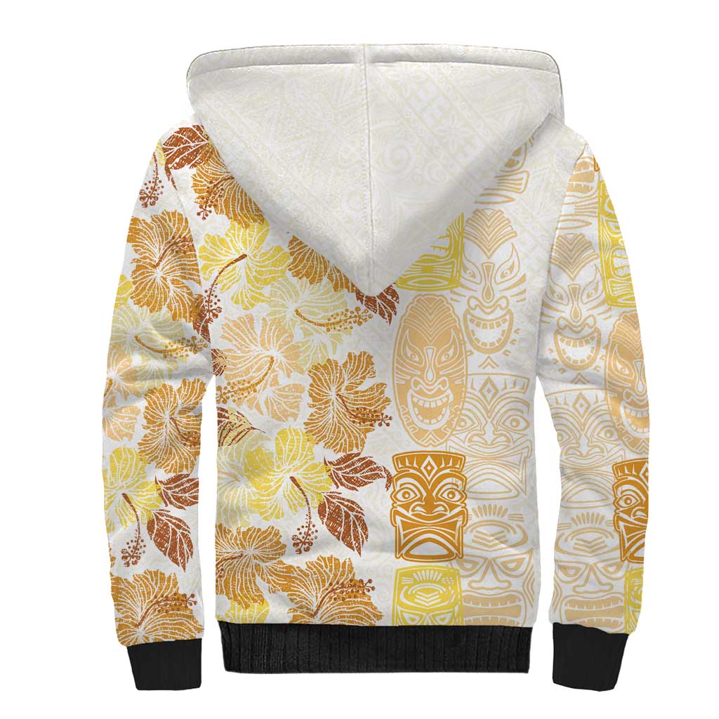 Christmas Aloha Hawaii Tiki Sherpa Hoodie Hibiscus Autumn Colors - Polynesian Pride