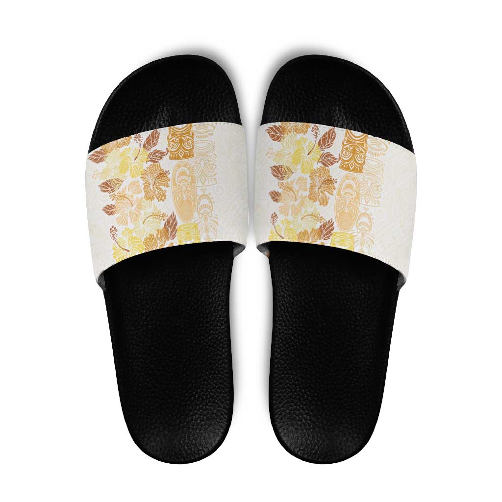 Christmas Aloha Hawaii Tiki Slide Sandals Hibiscus Autumn Colors LT7 Yellow - Polynesian Pride