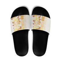 Christmas Aloha Hawaii Tiki Slide Sandals Hibiscus Autumn Colors LT7 Yellow - Polynesian Pride