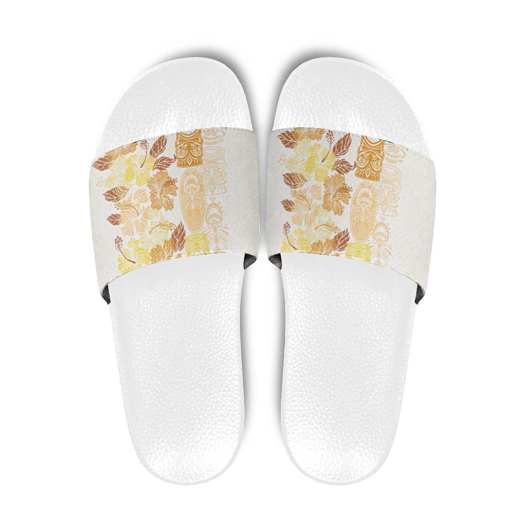 Christmas Aloha Hawaii Tiki Slide Sandals Hibiscus Autumn Colors LT7 Yellow - Polynesian Pride
