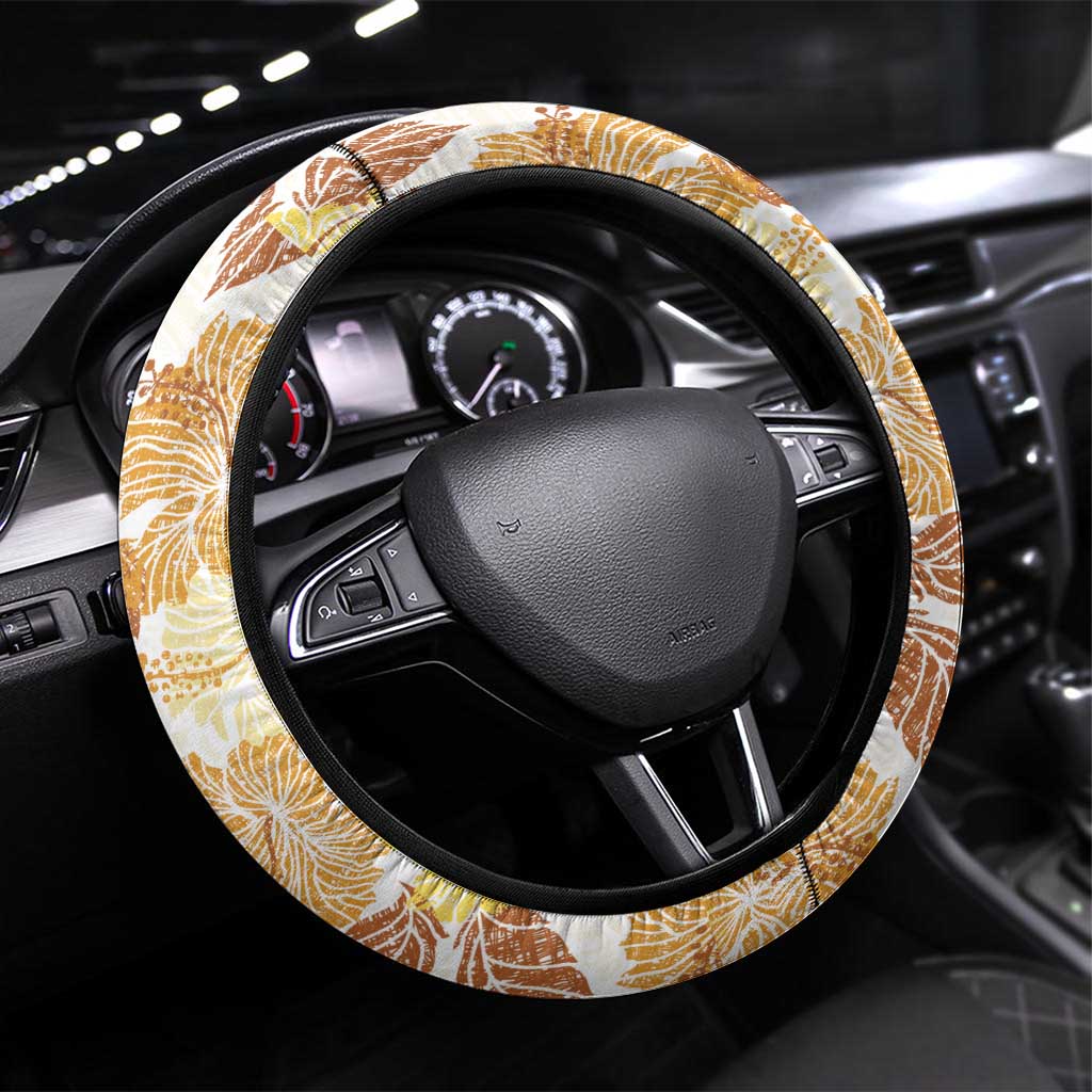 Christmas Aloha Hawaii Tiki Steering Wheel Cover Hibiscus Autumn Colors - Polynesian Pride