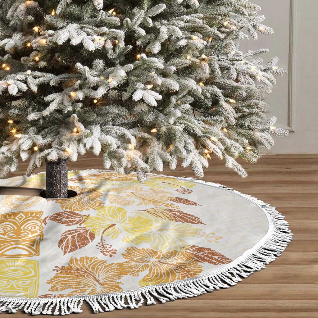 Christmas Aloha Hawaii Tiki Tree Skirt Hibiscus Autumn Colors - Polynesian Pride