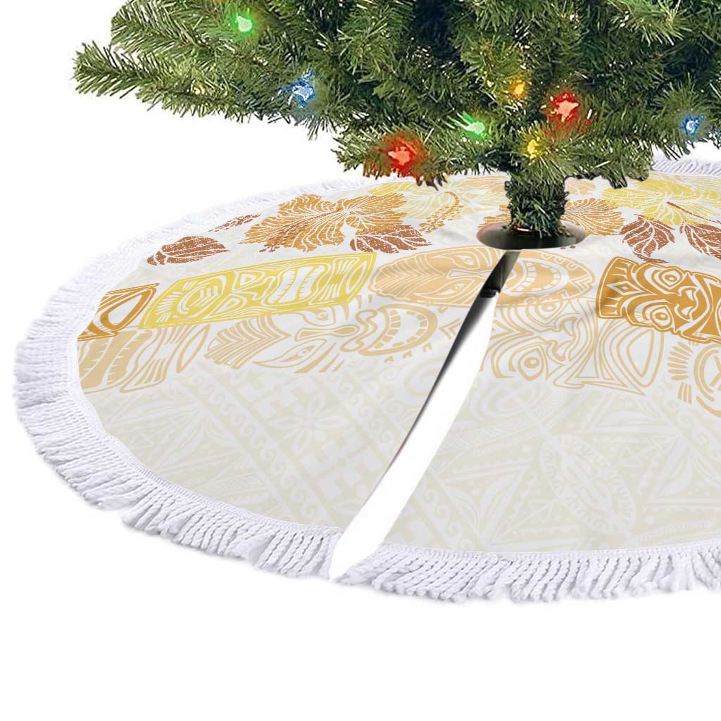 Christmas Aloha Hawaii Tiki Tree Skirt Hibiscus Autumn Colors - Polynesian Pride