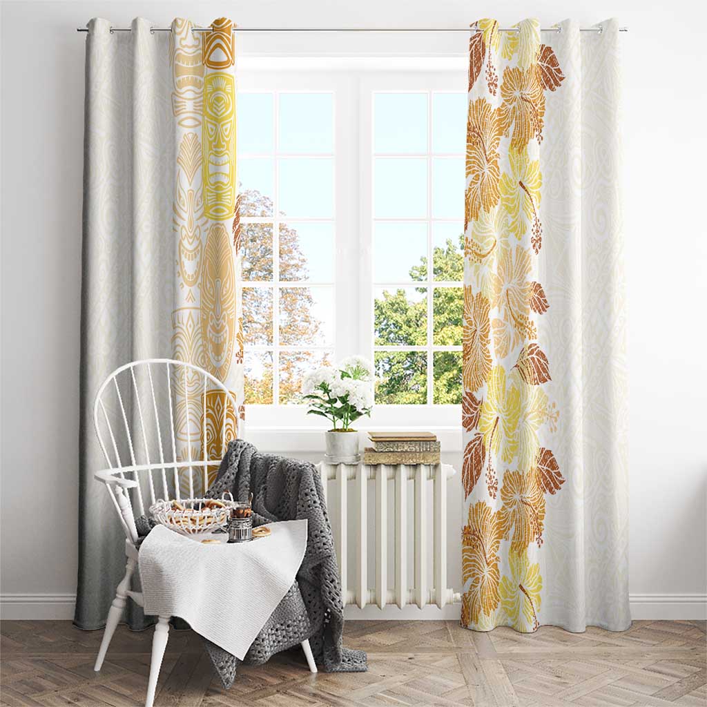 Christmas Aloha Hawaii Tiki Window Curtain Hibiscus Autumn Colors - Polynesian Pride