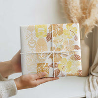 Christmas Aloha Hawaii Tiki Wrapping Paper Hibiscus Autumn Colors