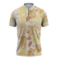 Christmas Aloha Hawaii Tiki Zipper Polo Shirt Hibiscus Autumn Colors - Polynesian Pride