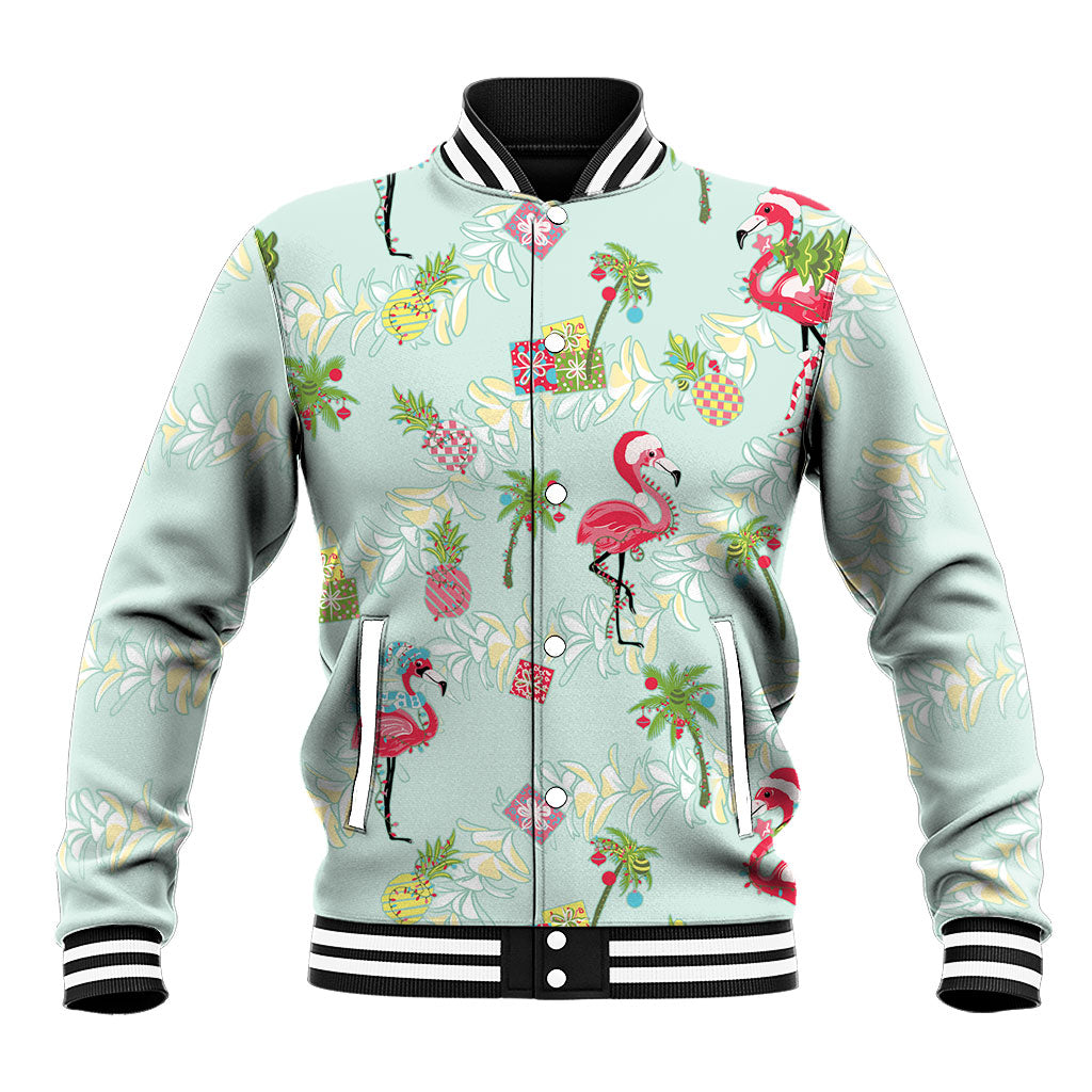 Aloha Hawaii Christmas Seamless Baseball Jacket Plumeria Lei