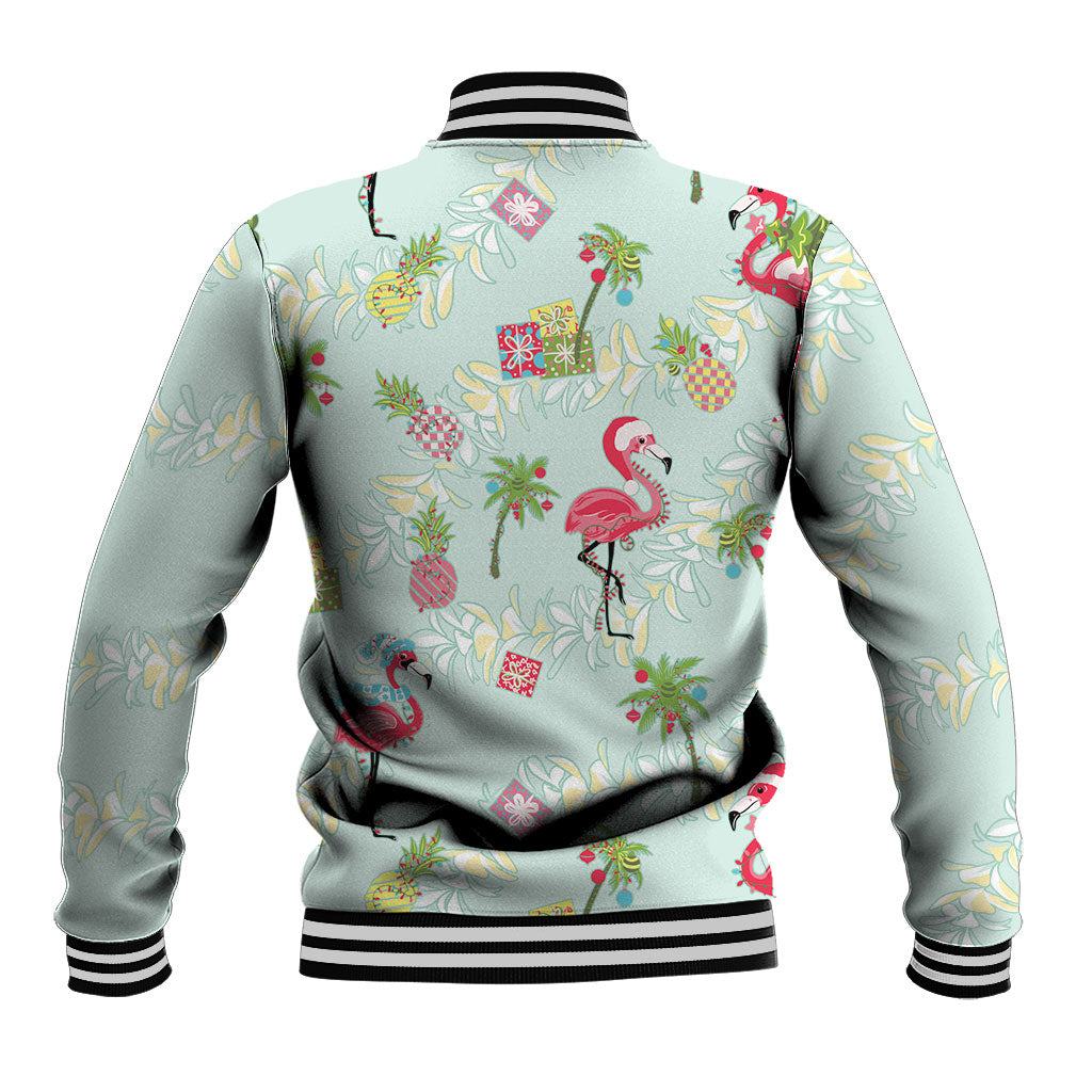 Aloha Hawaii Christmas Seamless Baseball Jacket Plumeria Lei