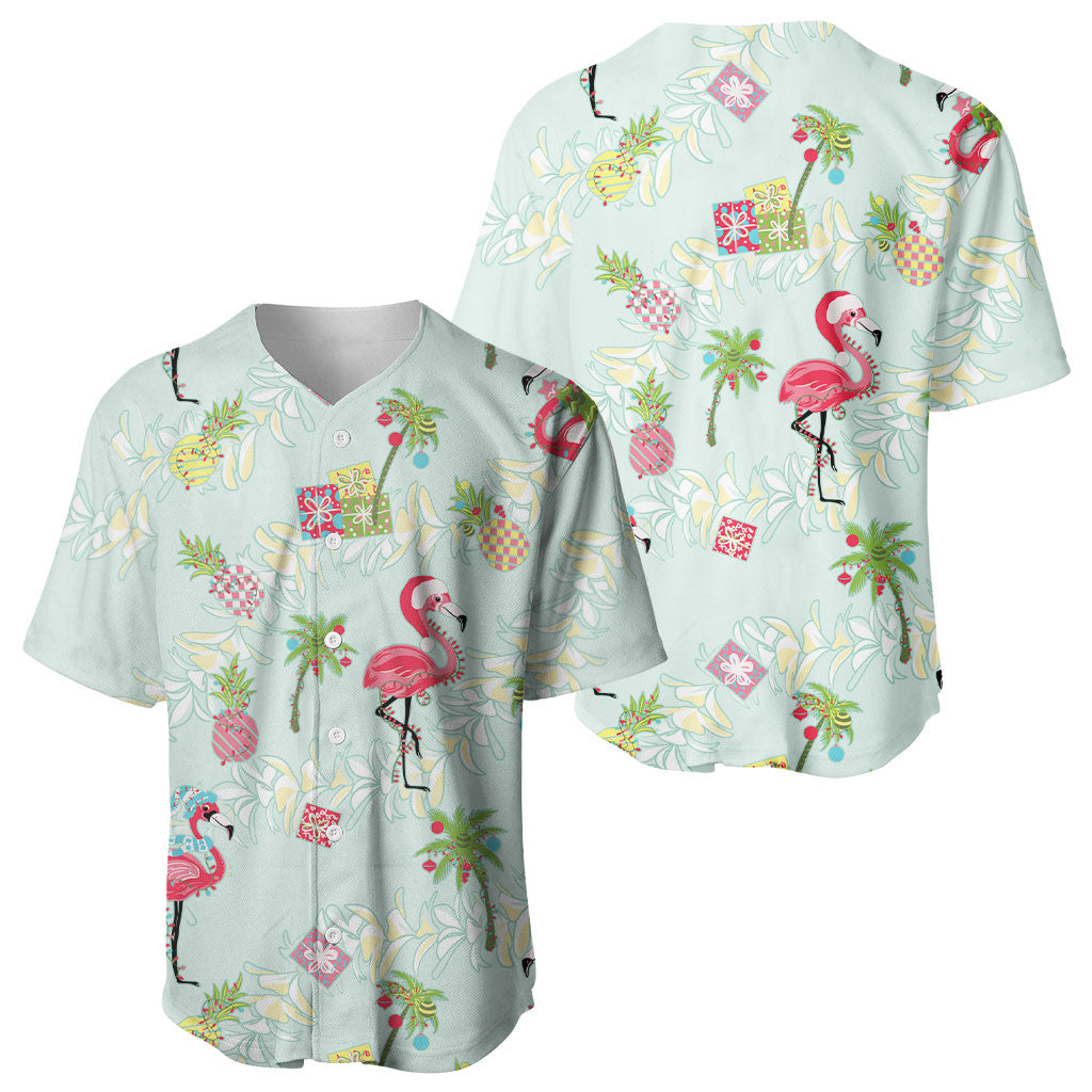 Aloha Hawaii Christmas Seamless Baseball Jersey Plumeria Lei