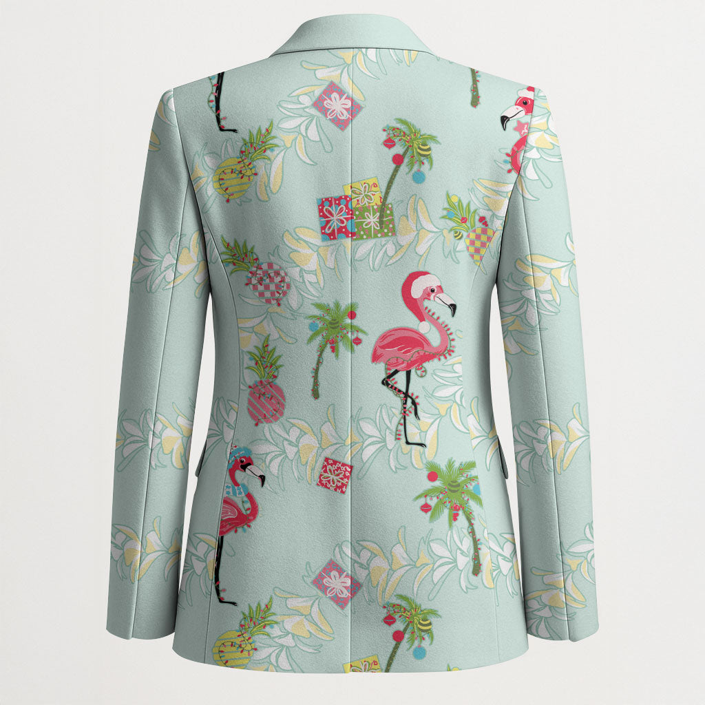Aloha Hawaii Christmas Seamless Blazer Plumeria Lei