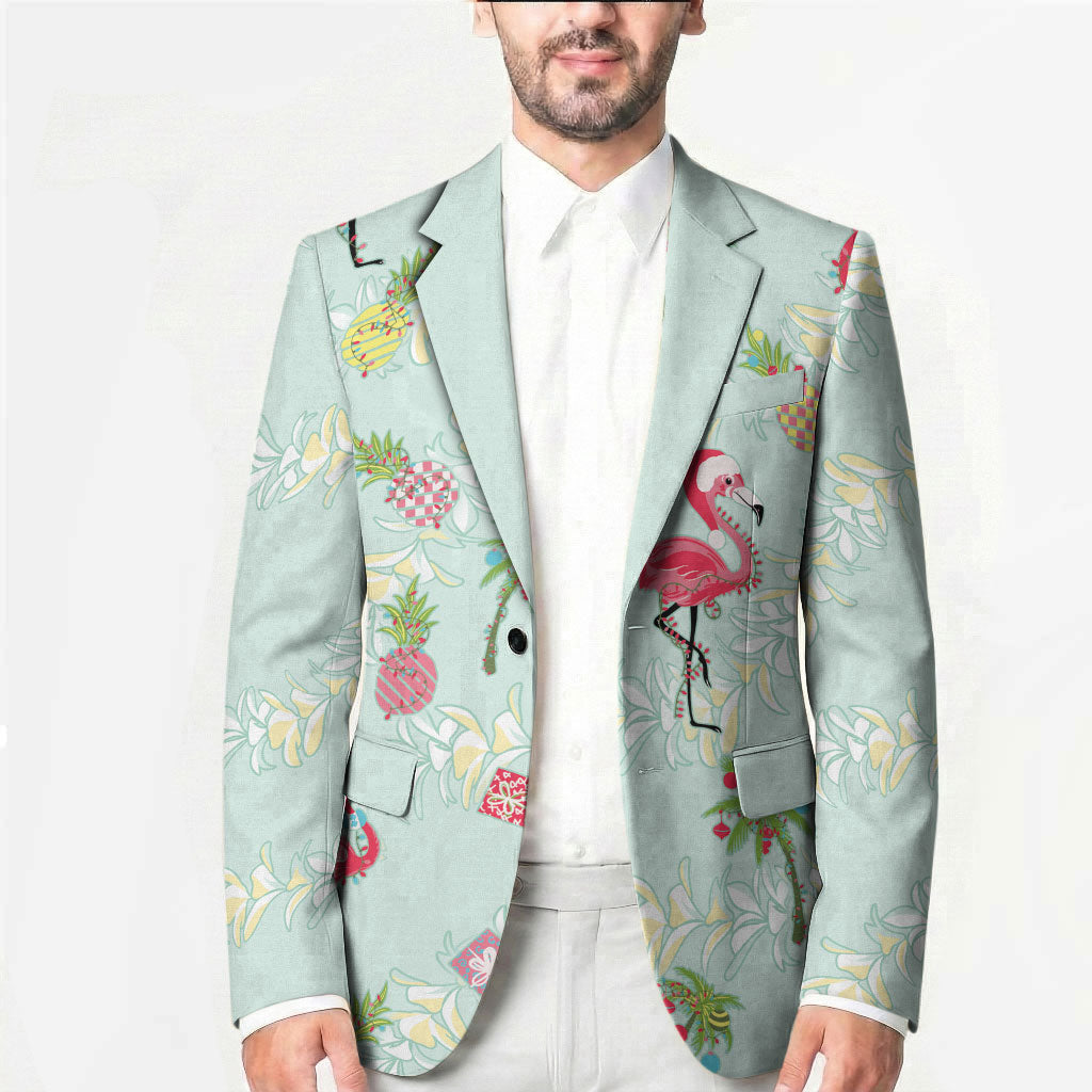 Aloha Hawaii Christmas Seamless Blazer Plumeria Lei