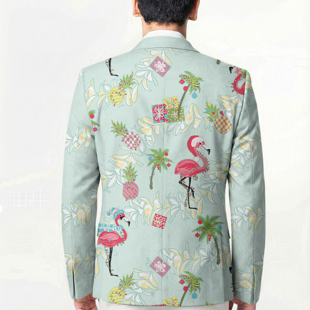 Aloha Hawaii Christmas Seamless Blazer Plumeria Lei