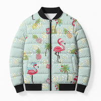 Aloha Hawaii Christmas Seamless Bomber Puffer Jacket Plumeria Lei