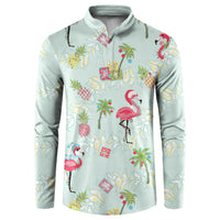 Aloha Hawaii Christmas Seamless Button Sweatshirt Plumeria Lei