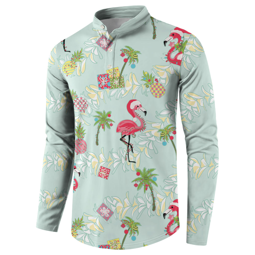 Aloha Hawaii Christmas Seamless Button Sweatshirt Plumeria Lei