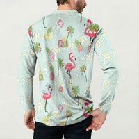 Aloha Hawaii Christmas Seamless Button Sweatshirt Plumeria Lei