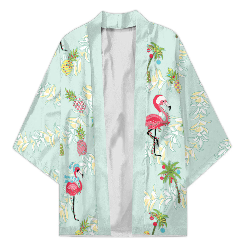 Aloha Hawaii Christmas Seamless Kimono Plumeria Lei LT7 Unisex Cerulean - Polynesian Pride