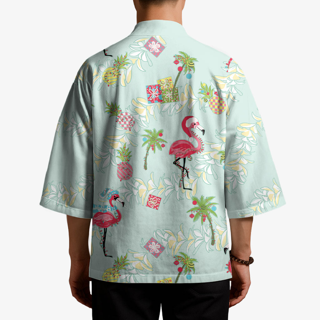 Aloha Hawaii Christmas Seamless Kimono Plumeria Lei LT7 - Polynesian Pride