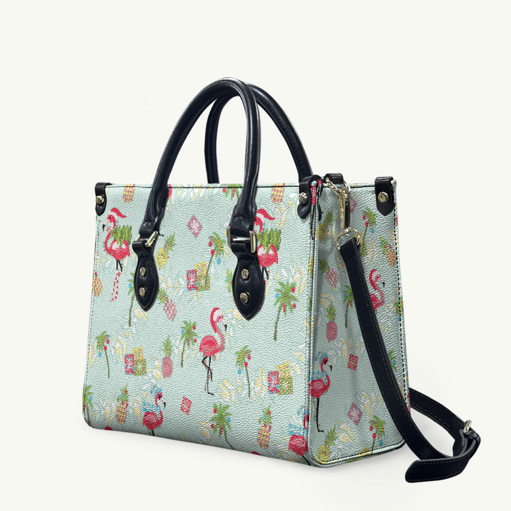 Aloha Hawaii Christmas Seamless Leather Bag Plumeria Lei