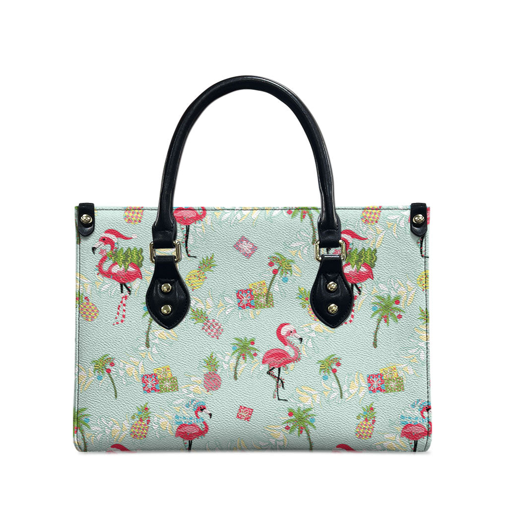 Aloha Hawaii Christmas Seamless Leather Bag Plumeria Lei