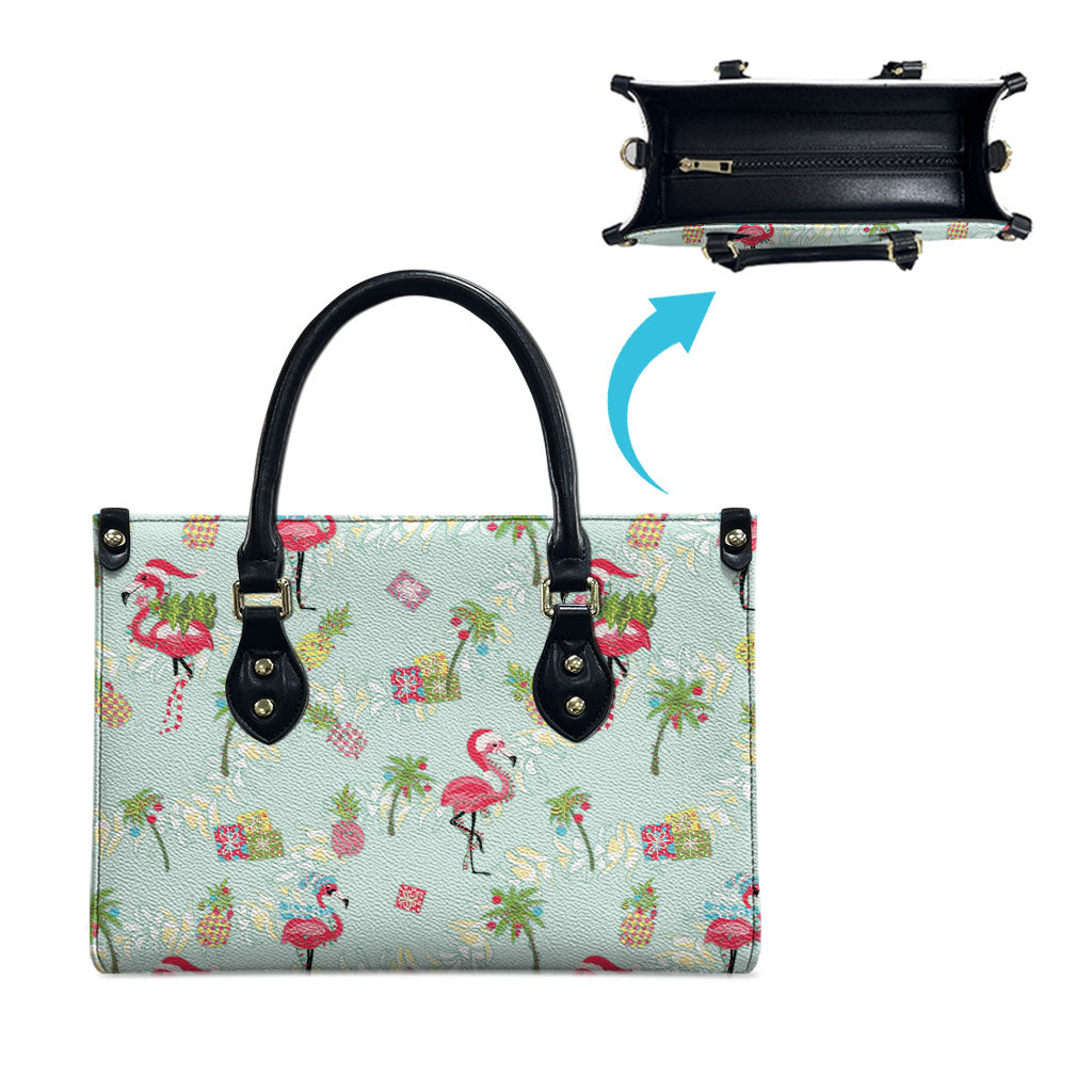 Aloha Hawaii Christmas Seamless Leather Bag Plumeria Lei
