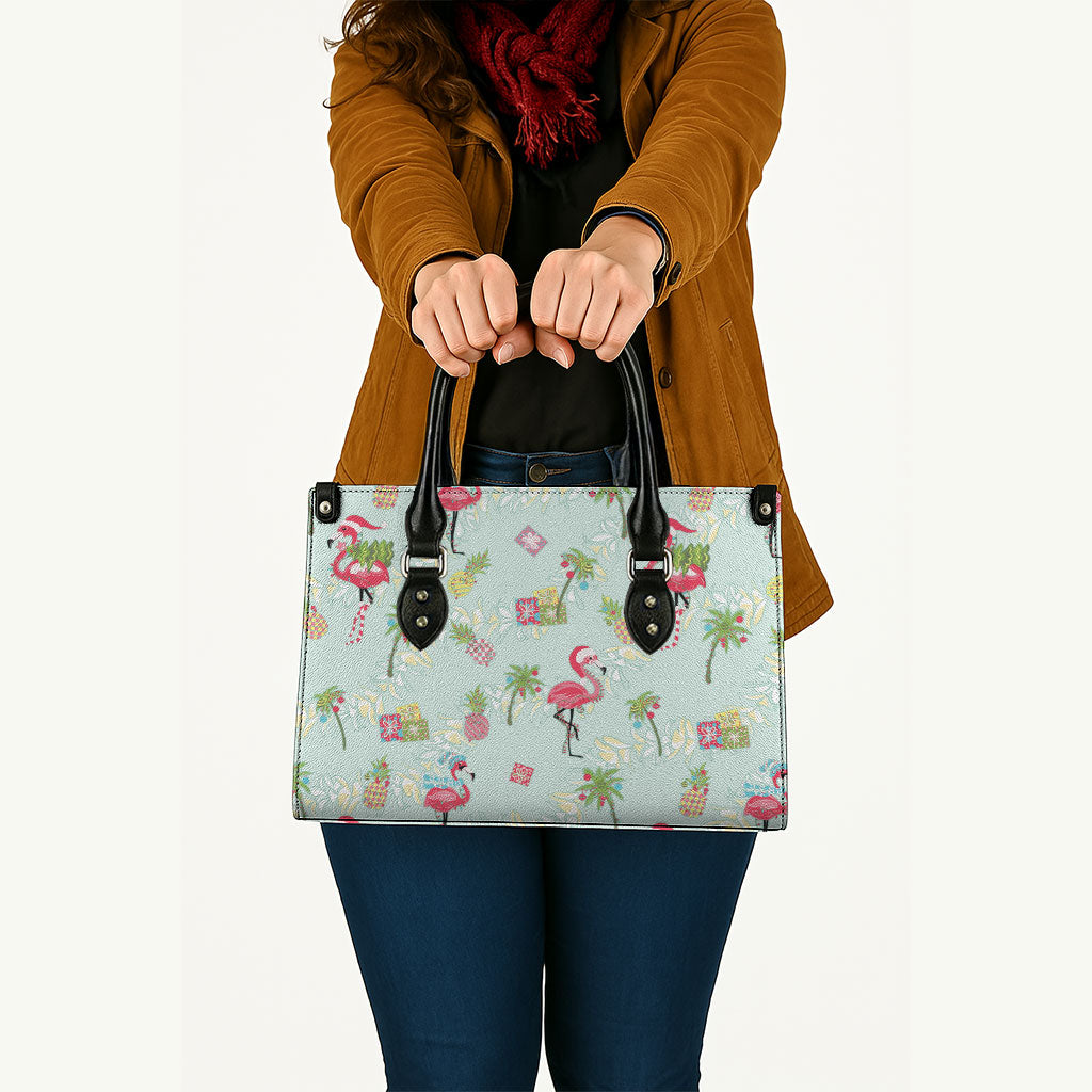 Aloha Hawaii Christmas Seamless Leather Bag Plumeria Lei