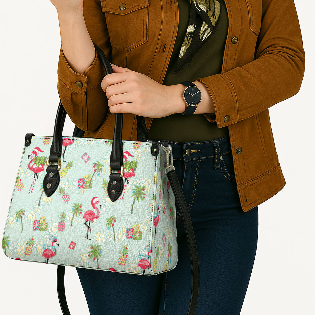 Aloha Hawaii Christmas Seamless Leather Bag Plumeria Lei