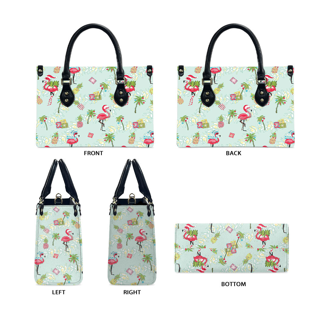 Aloha Hawaii Christmas Seamless Leather Bag Plumeria Lei