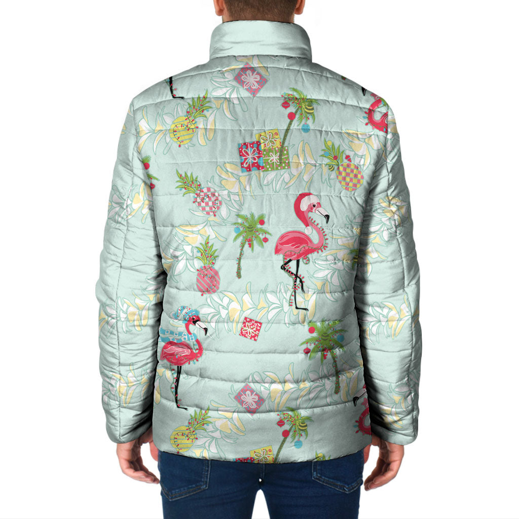 Aloha Hawaii Christmas Seamless Padded Jacket Plumeria Lei