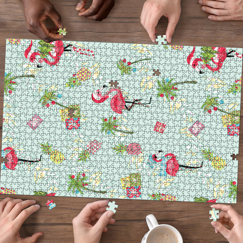 Aloha Hawaii Christmas Seamless Puzzle Plumeria Lei