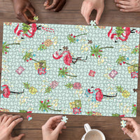 Aloha Hawaii Christmas Seamless Puzzle Plumeria Lei