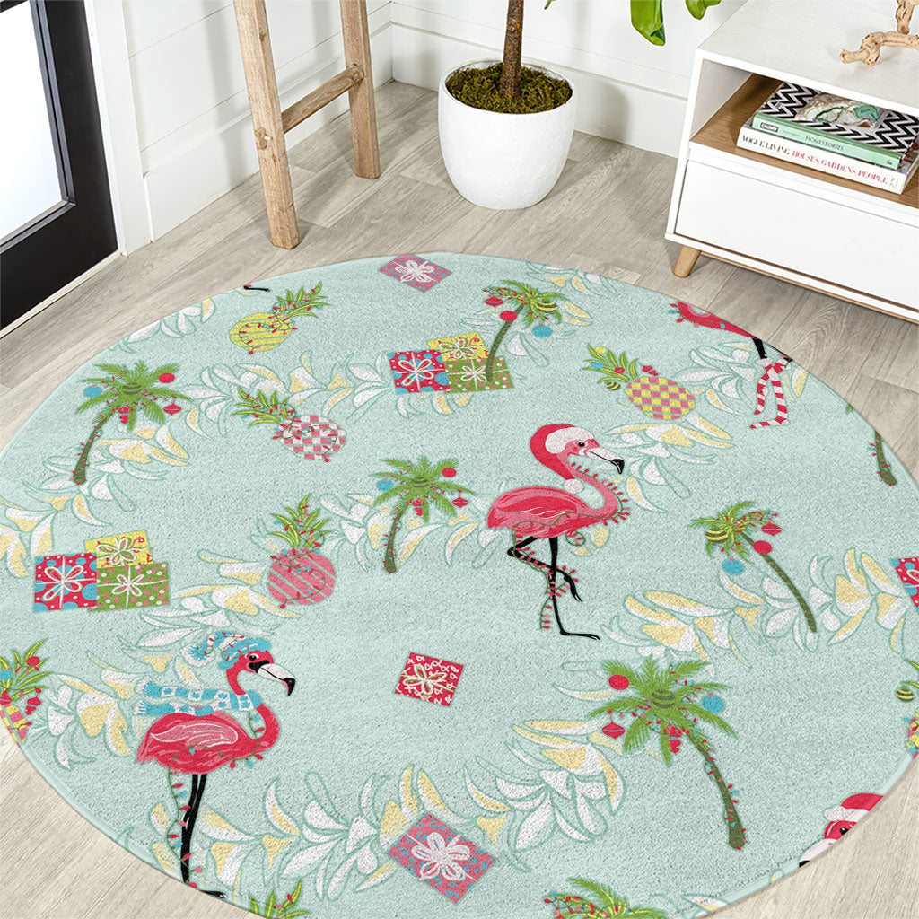 Aloha Hawaii Christmas Seamless Round Carpet Plumeria Lei