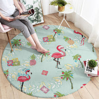Aloha Hawaii Christmas Seamless Round Carpet Plumeria Lei